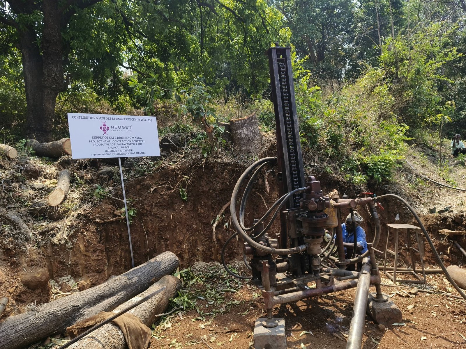 Borewell drilling site in Shiravane Village